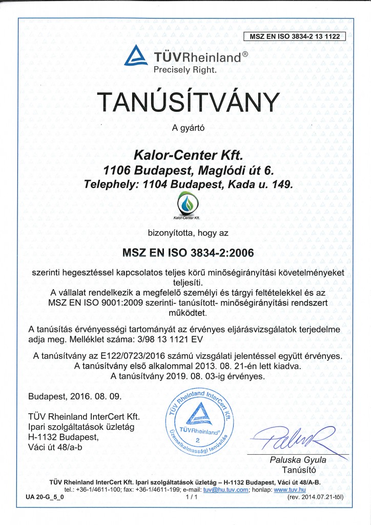 msz en iso 3834-2_2006 szerinti tanusitvany 2016